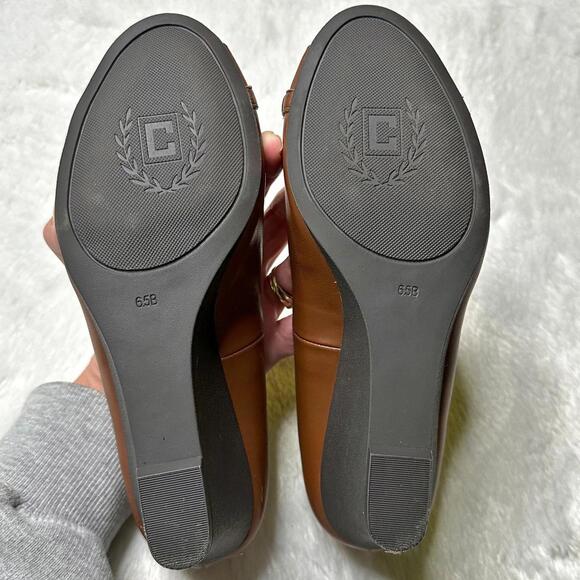 IOB Chaps Pamona Open Toe Slip On Wedges Tan Women’s 6.5B - Picture 6 of 11